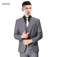 

32usd include coat and pants Tuxedo suits grey office awesome business man suit handsome formal wear