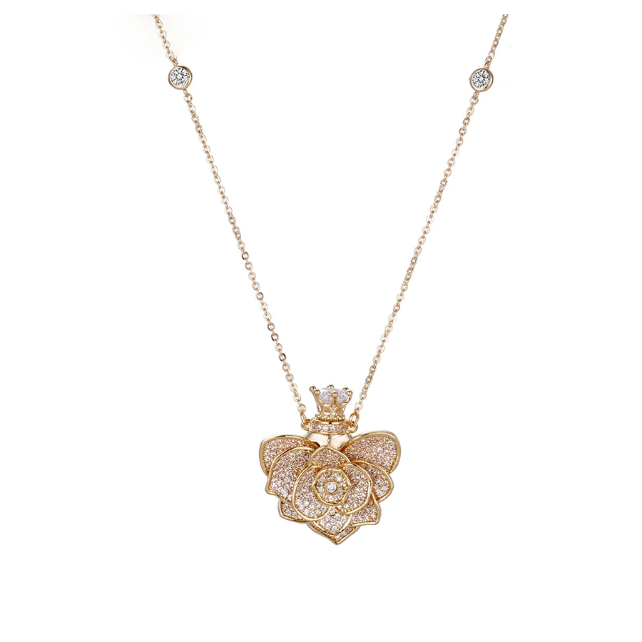 

necklace-00651 xuping 18K gold plated flower shape elegant sweater chain necklace