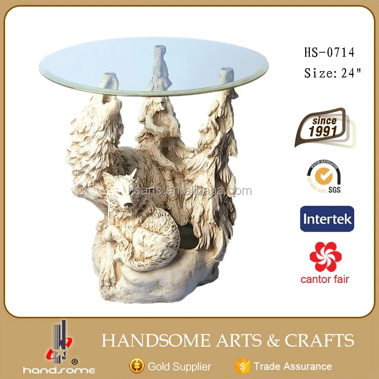 Modern Glass Coffee Table Resin Wild Wolf Animal Coffee Table Buy