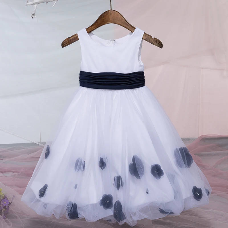 Strap Blue And White Princess Dress Crepe Flower Girl Dress For Wedding Buy Princess Dress