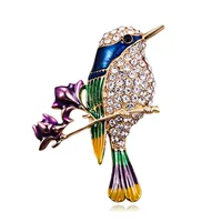 

Fancy Women Brooch Jewelry Design Metal Enamel Crystal Bird Brooch Pin