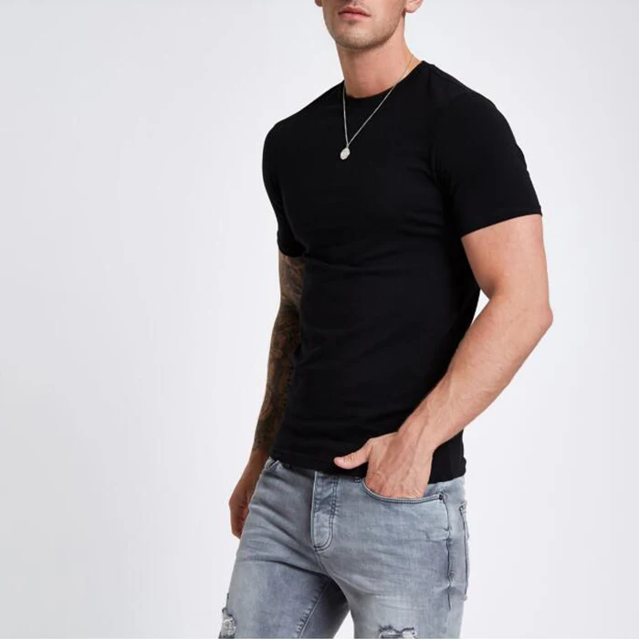 Custom Tight Fit T-shirt 100% Cotton Crew Neck Short Sleeve Slim Fit Men's T Shirt In Black - Buy Men T-shirt,Custom Tight Fit T Fit T Shirt Product on Alibaba.com