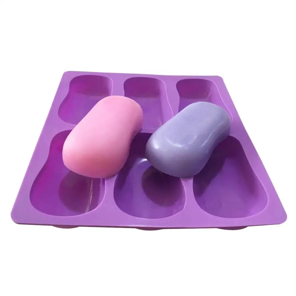 Durable 6 Cavity Customized Handmade Soap Maker Oval Silicone Soap Mold