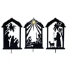 Yard decoration lighted nativity shadow stakes