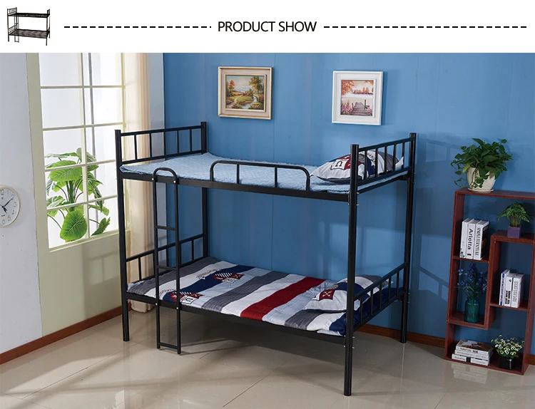 Cheap Price Strong Capacity Adult Black Coating Steel Double Decker Bed