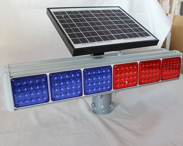 6 Solar LED flash road warning police lights strobes double side solar portable traffic light