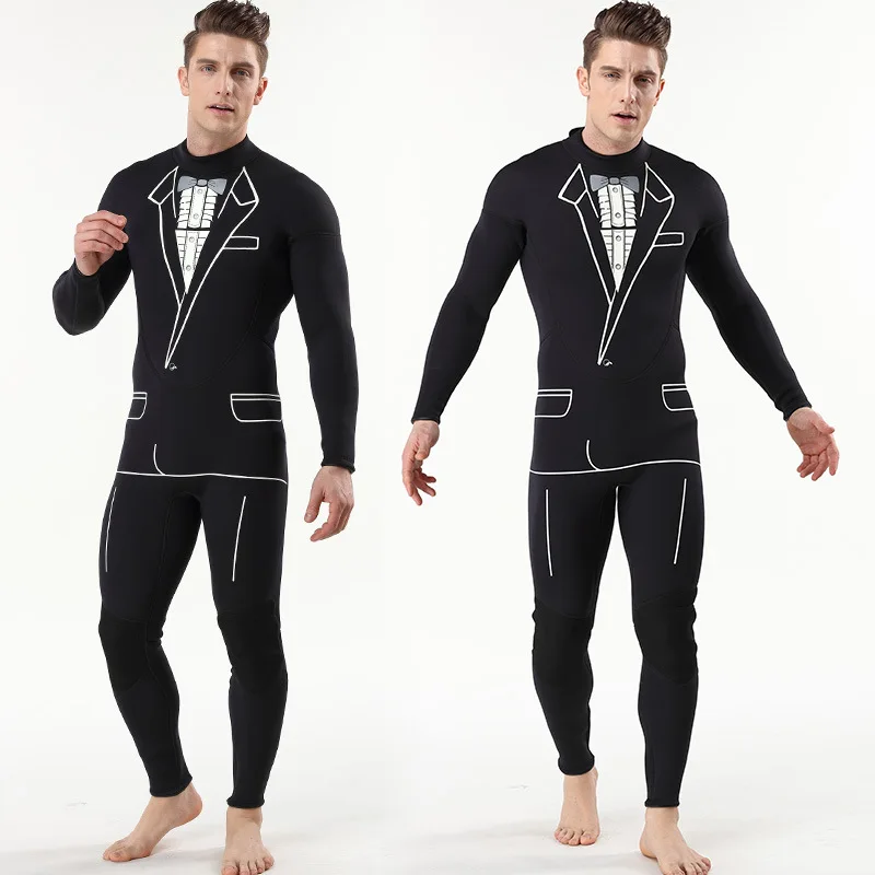 

3MM Elastic Neoprene Wetsuits Men Long Sleeve Thermal Jellyfish Clothing Diving Suits for Snorkeling Surfing Swimming, As picture shows