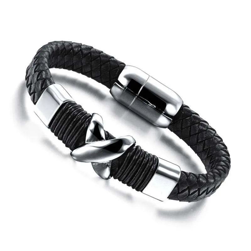 

2017 hot sale stainless steel X bracelet wholesale in stock men jewelry party for gift, Black
