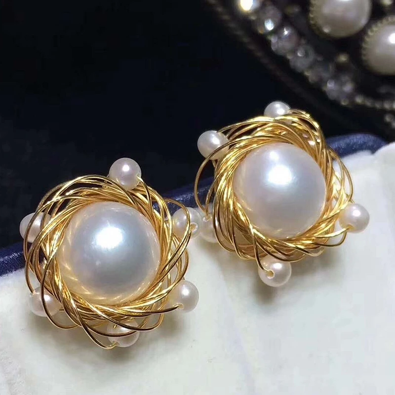 

100% handmade 14k gold plated fresh water pearl ladies ear ring