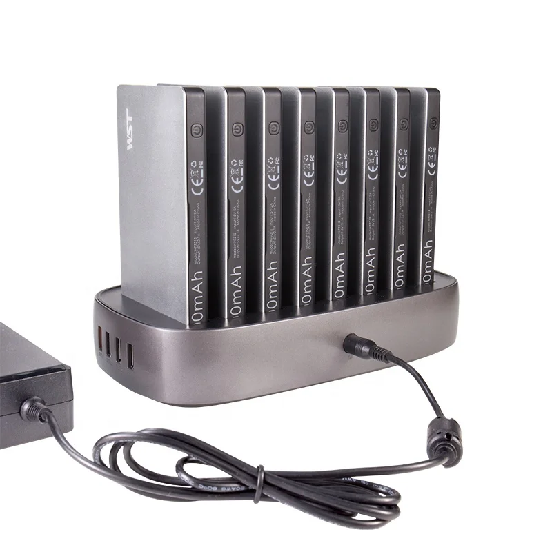 Li-polymer battery powerbank multi restaurant mobile phone charging station