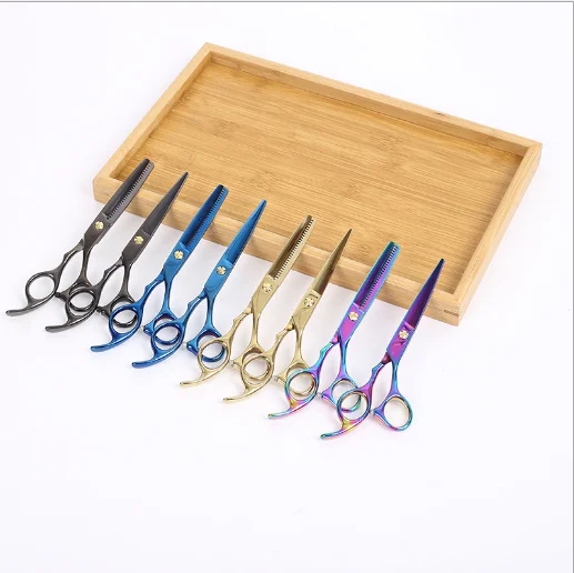 

FQ brand hot sale 5.5 inch colorful steel scissors mens beard shaping tool, Steel color and black