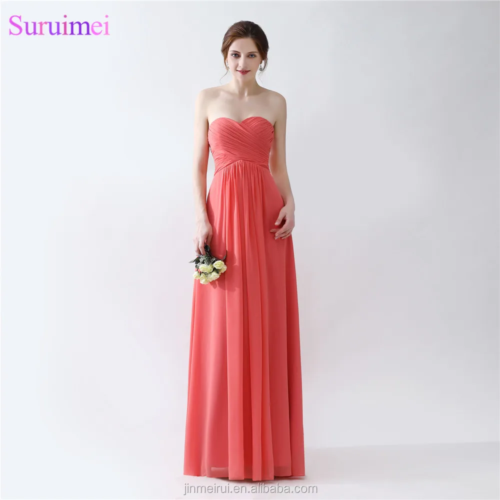 

Cheap Chiffon Evening Dresses Floor Length Sweetheart Off The Shoulder Zippered Back Red Coral Evening Gown Girls Dresses, Picture color or choose from color chart