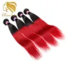 LSY One Donor Full Cuticle Virgin Malaysian Virgin Hair Ombre Red Straight Hair Weaving