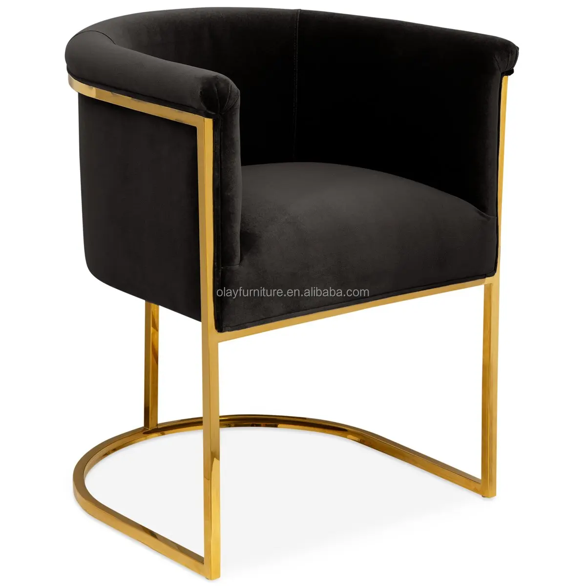 Home Modern Style Furniture Stainless Steel Frame Armchair Black Velvet