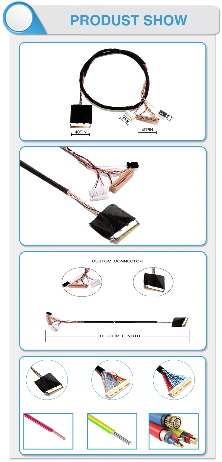 IPEX 20345-020T MCX LVDS cable Mini Coaxial 30 pin lcd LVDS Cable