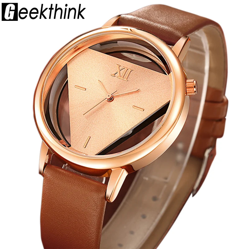 

GEEKTHINK Hollow Quartz Watch Women Luxury Brand Gold Ladies Casual Dress Leather Strap Clock Female Girls Trending, N/a