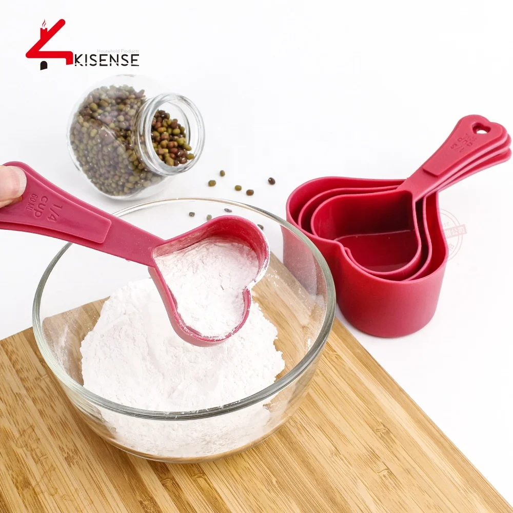 
4-Piece set heart-shaped Plastic measuring cups/baking measuring tools 