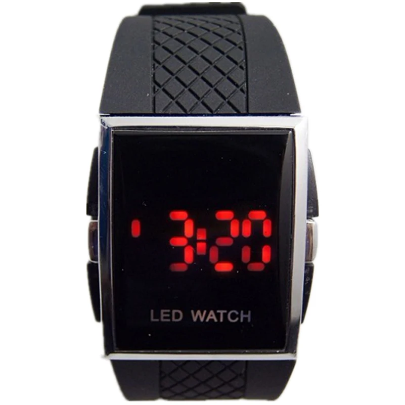 

hot sales fashion red led watches Simple Designer Easy Using PU plastic band Men's and Women's Red/blue Led Digital watches