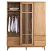 Japanese style indoor solid wood overcoat cabinet white oak push door log wooden closet