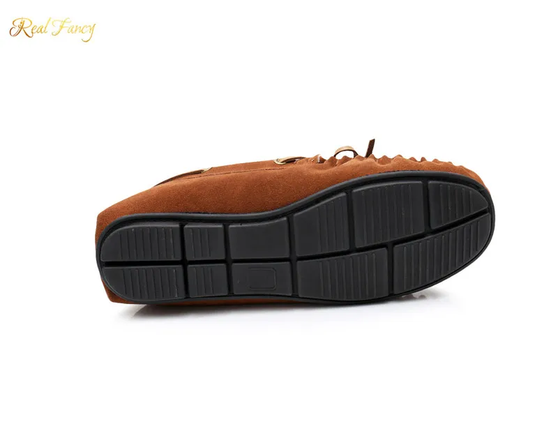 Custom Logo Excellent Cow Suede Leather Fur Winter Casual Shoes Moccasin for Men