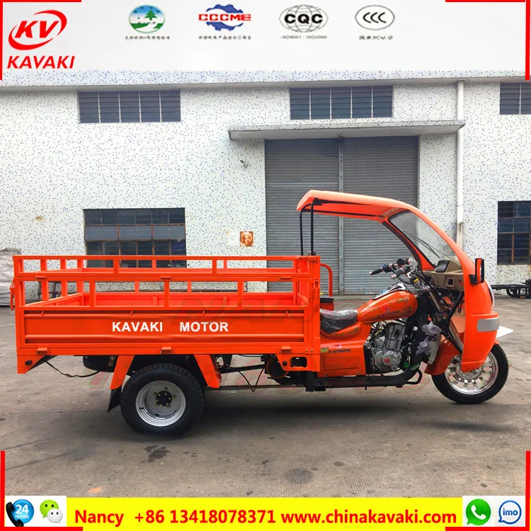 300cc Motorized Gas Powered Cargo Tricycle With Cabin With Steering
