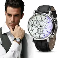 

Fashion Men's Leather Dress Sport Quartz Wrist Watch Aviation Military Formal Dress Men's Watch