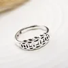 Wholesales Coin Bangle 925 Sterling Silver Adjustable Ring Cubic Vintage Hollow Out Braided Shape Charm Ring Jewelry for Women