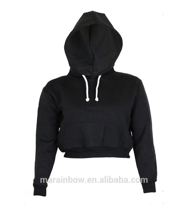 crop top hoodie black