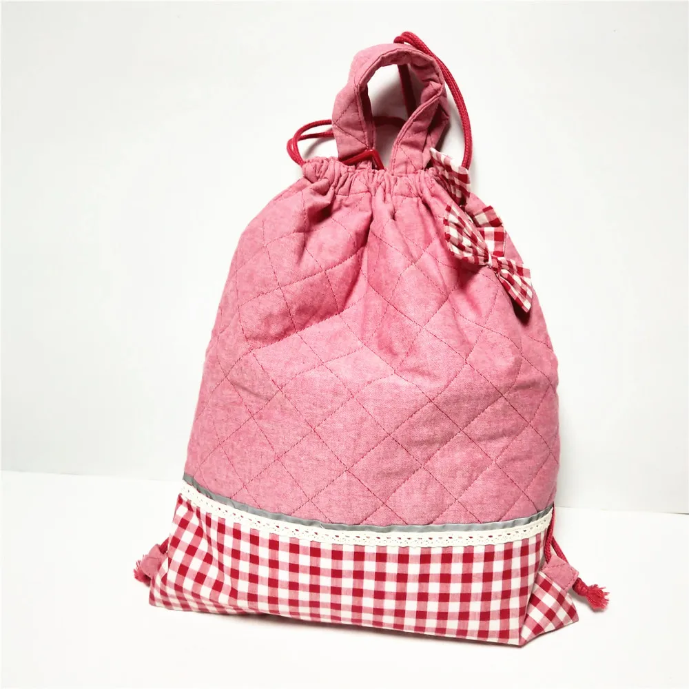 

Purchase Sample Quilting Cotton backpack drawstring bag for Kids, Red