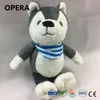 promotional gift custom blue scarf bandage fabric stuffed grey white wolf plush toy