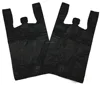 20" x 11" x 6" 18 Microns 400 Bags Per Case Plastic Bag Thank You Black T-Shirt Carry out Bags