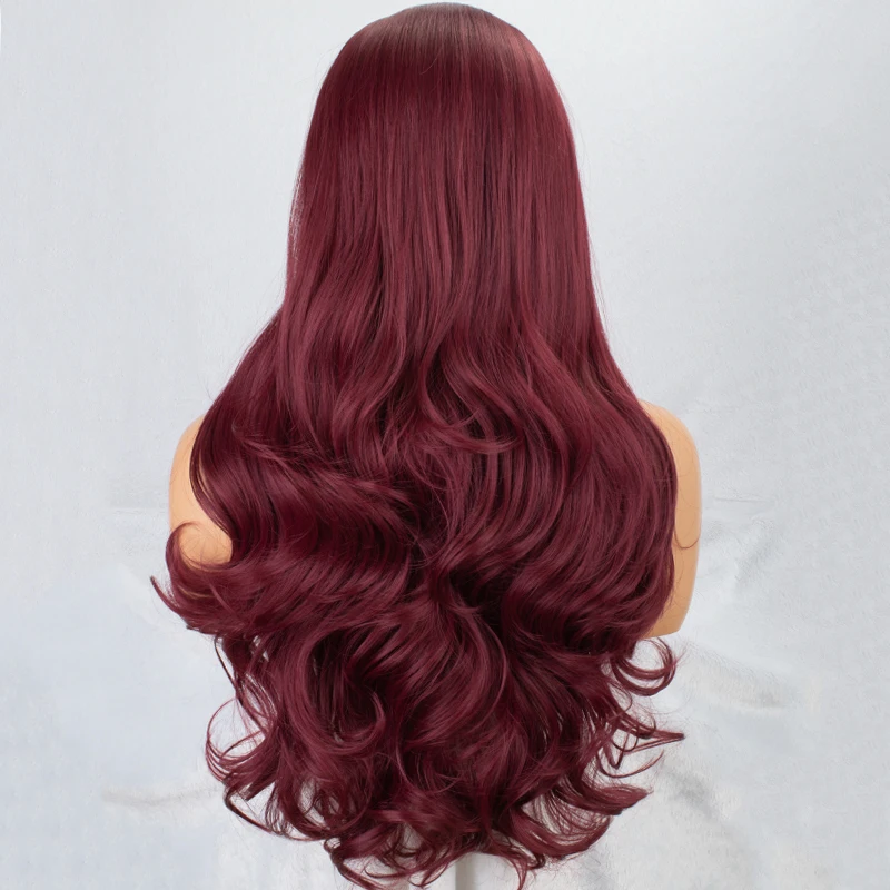 

Aliblisswig New 150% Density Synthetic Body Wave Party Wig Ombre Red