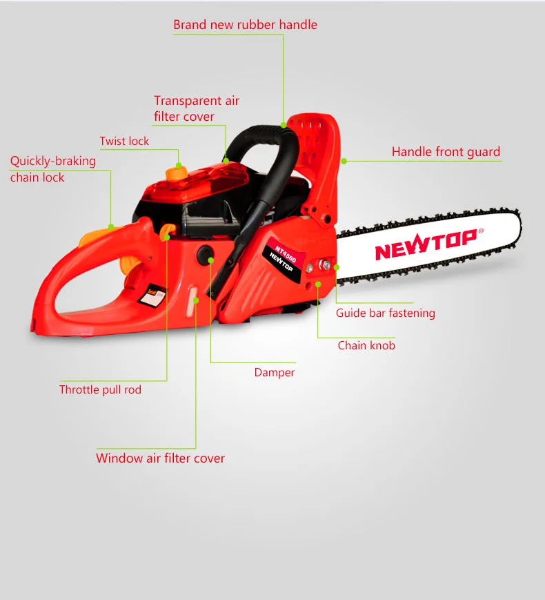 Wood Cutting 45cc 52cc 58 Cc Chain Saw Easy Start Chainsaw For