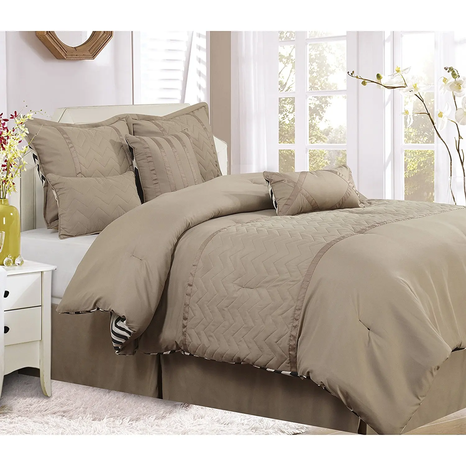 Buy 7 Piece Vine Comforter Set Black White Grey Bedding King