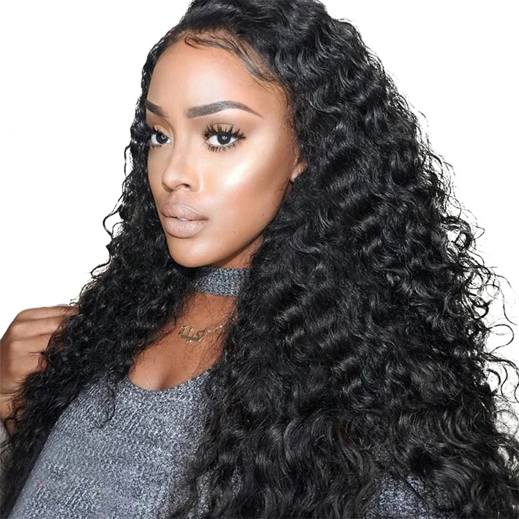 

Luxury Unprocessed Front Lace Wig 150% Density Deep Curly 100% Human Hair Lace Frontal Wigs For Black Women