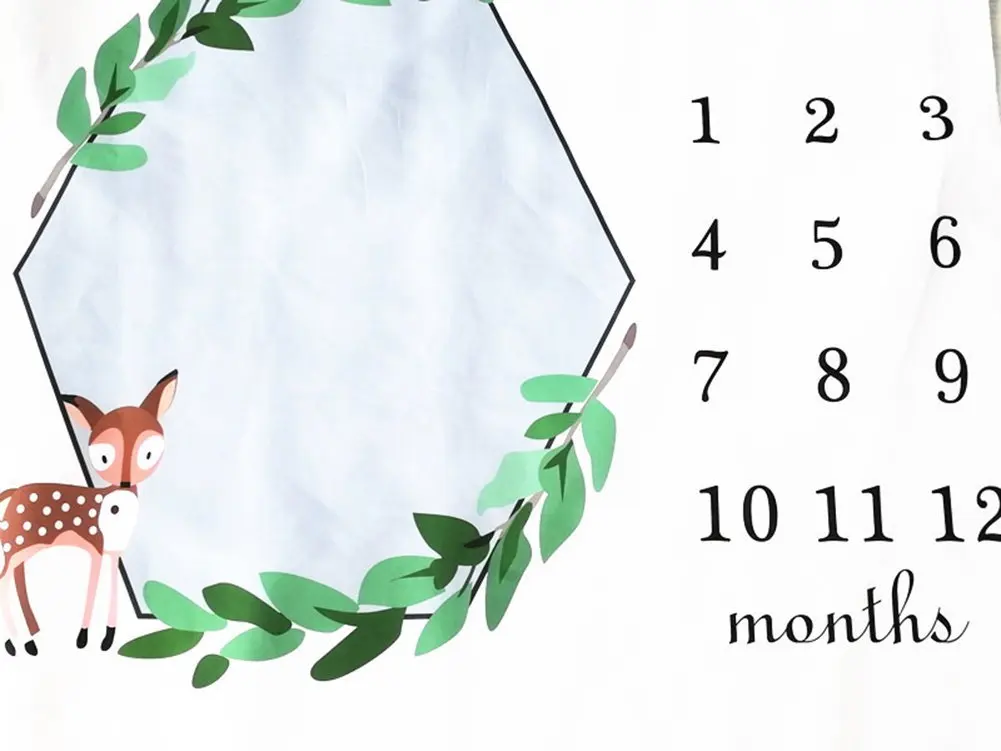 Milestone Blanket,Baby Girl Boys Monthly Old Picture Spring Green Fawn Milestone Blanket Photo for Newborn,Baby Swaddling Blanket for Photography Background