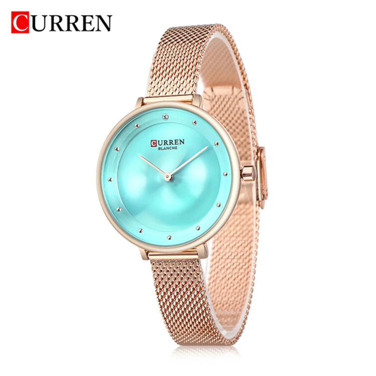 

CURREN 9029 Female Quartz Watch Gem Dial Ultra-Thin Knit Strap Top Brand Female Luxury Wristwatch Girl Clock Relogio Feminino