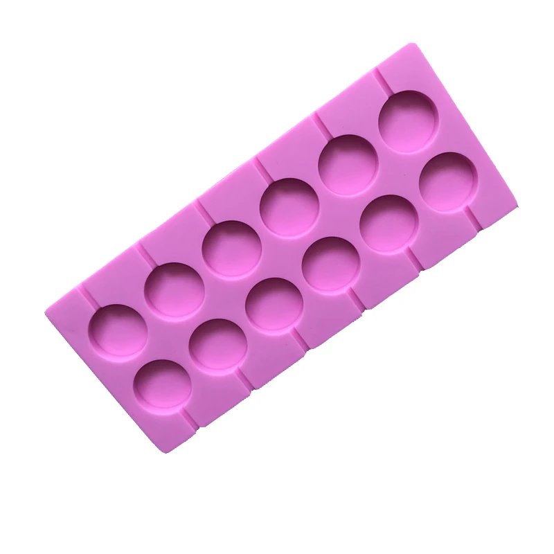 12 Cavity Round Chocolate Hard Candy Silicone Lollipop Mold With Sucker ...