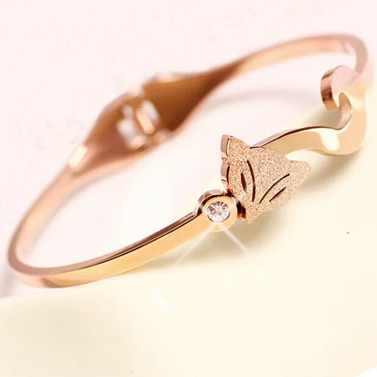 

SJA0005 Saudi Arabia Jewelry 18K Gold Plated Cubic Zirconia Stainless Steel Silver&Gold&Rose Gold Women Matte Fox Bangle, Silver&yellow gold&rose gold