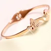 SJA0005 Saudi Arabia Jewelry 18K Gold Plated Cubic Zirconia Stainless Steel Silver&Gold&Rose Gold Women Matte Fox Bangle