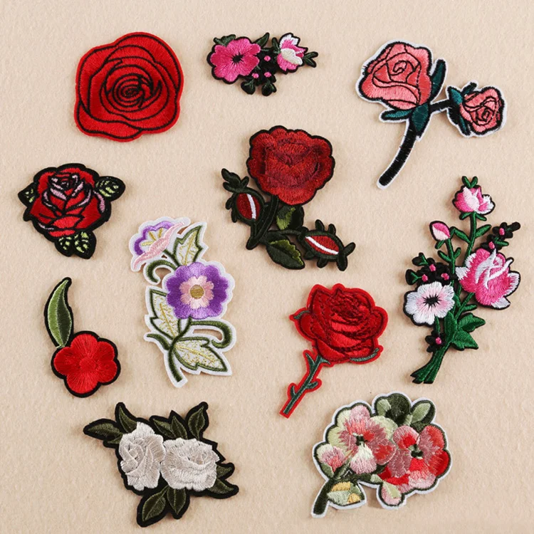 

Applique Embroidery Flower Patches For Clothing Iron On Transfers Rose Patch, As pictures