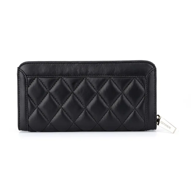 5855-Ladies fashion hot sale color black quilted wallets with rhinestone guangzhou factory