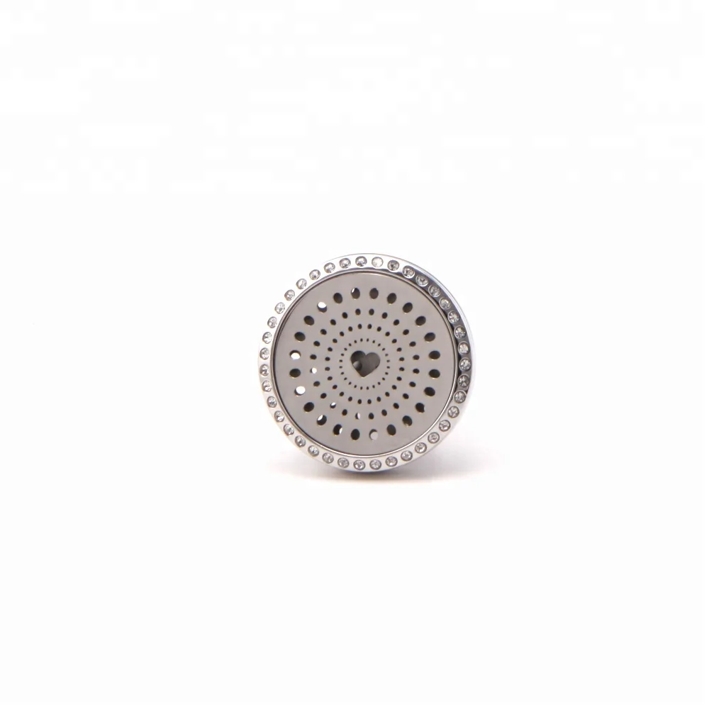 

Stainless Steel Essential Oil Car Diffuser Lockets With Pad, Silver