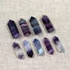 30*8mm Natural Colored Fluorite Quartz Crystal Wand Point Healing Column Sceptres Pillar Healing Reiki Chakra Rough Stone
