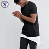 Custom Fitness Black White Blend Cotton Plain and Print Extra Long T-shirt