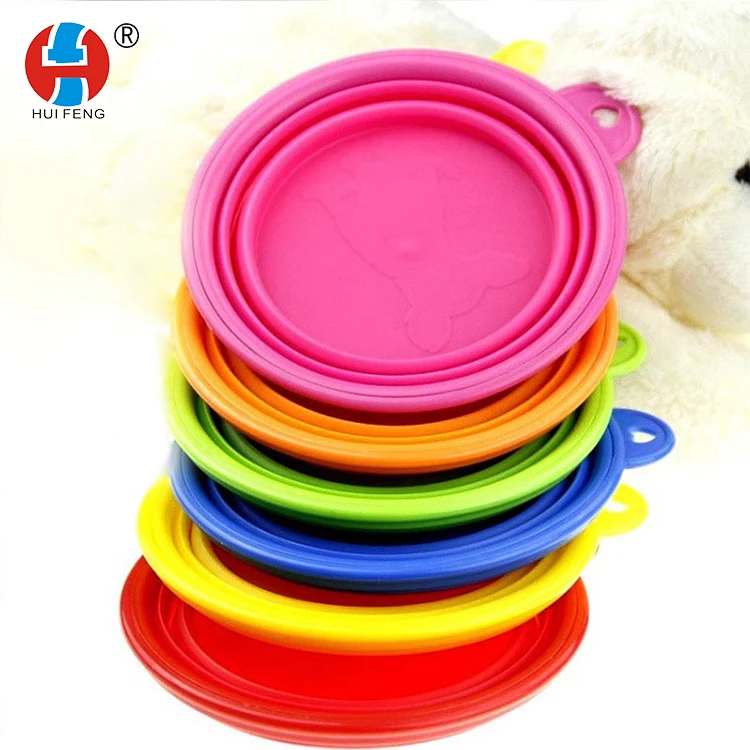 

Wholesale OEM Manufacture Foldable Portable Silicone Dog Pet Bowls, Pink/red/orange/green/yellow/blue