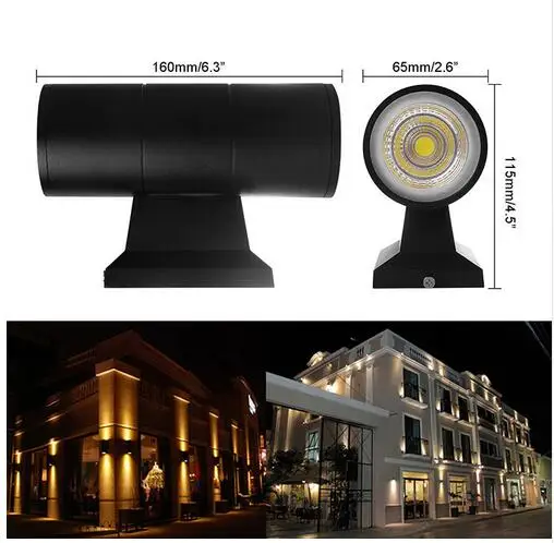 Waterproof AC 85-265V Up Down Dual-Head 6W 10W Outdoor COB LED Wall Light