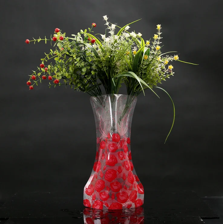 High Quality Clear Plastic Foldable Flower Vase For Home Decoration