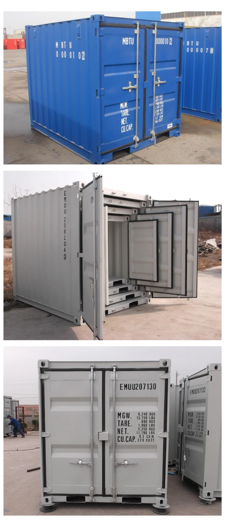 7ft 8ft 9ft 10ft Steel Mini Cube Storage Shipping Container With Double