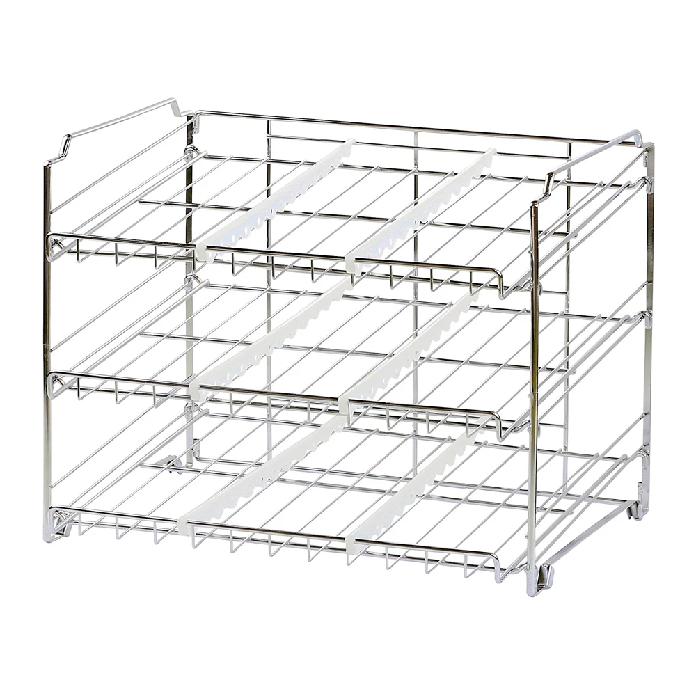 Stackable Chrome Can Rack Organizer Holder With Six Adjustable Plastic